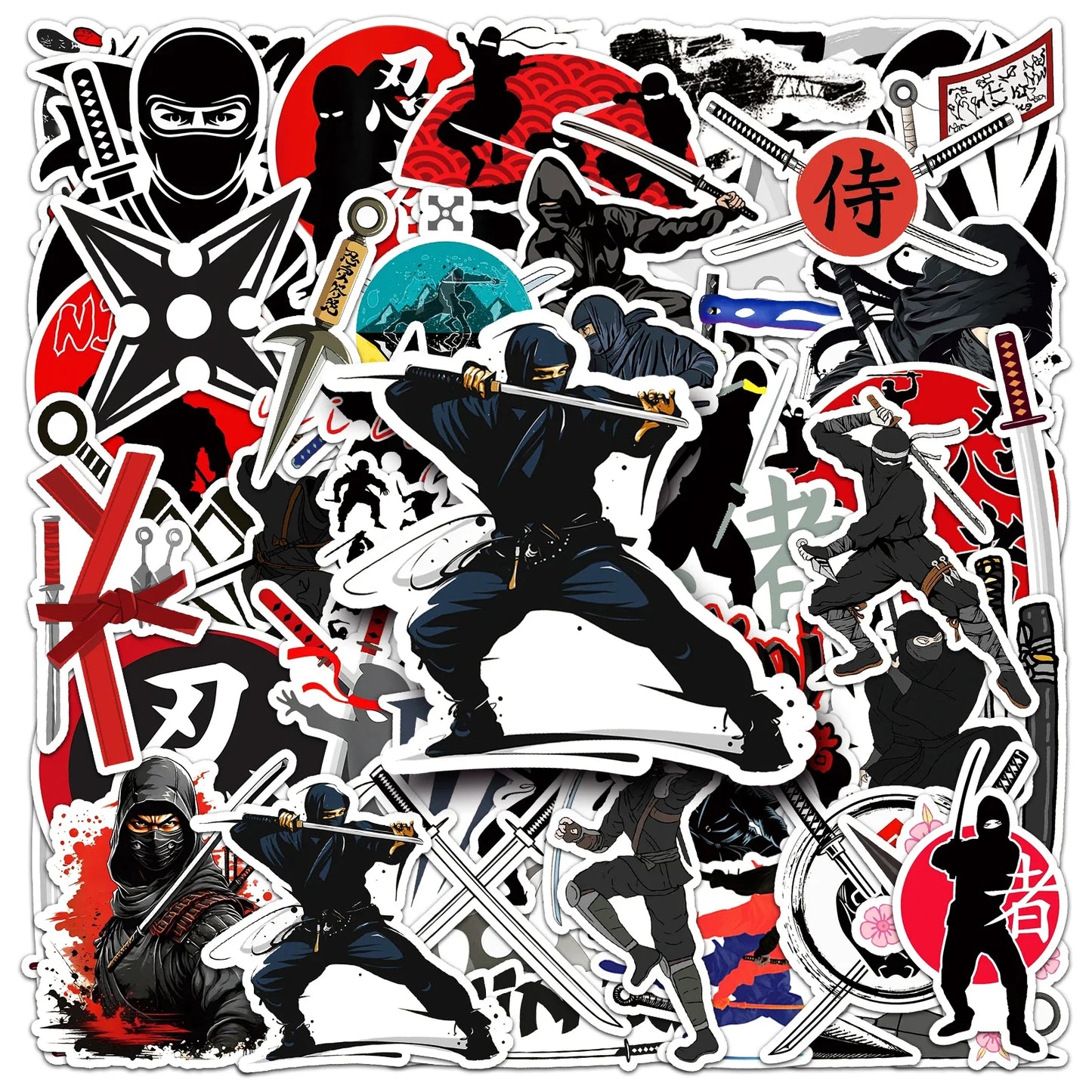 50Pcs Ninja Cartoon Waterproof Vinyl Stickers for Skateboard Snowboard