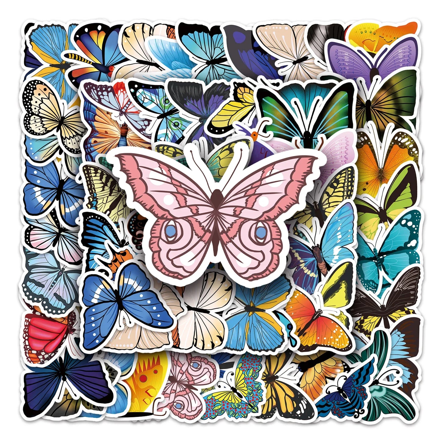 50Pcs Cute Butterfly Waterproof Vinyl Stickers for Skateboard Snowboard