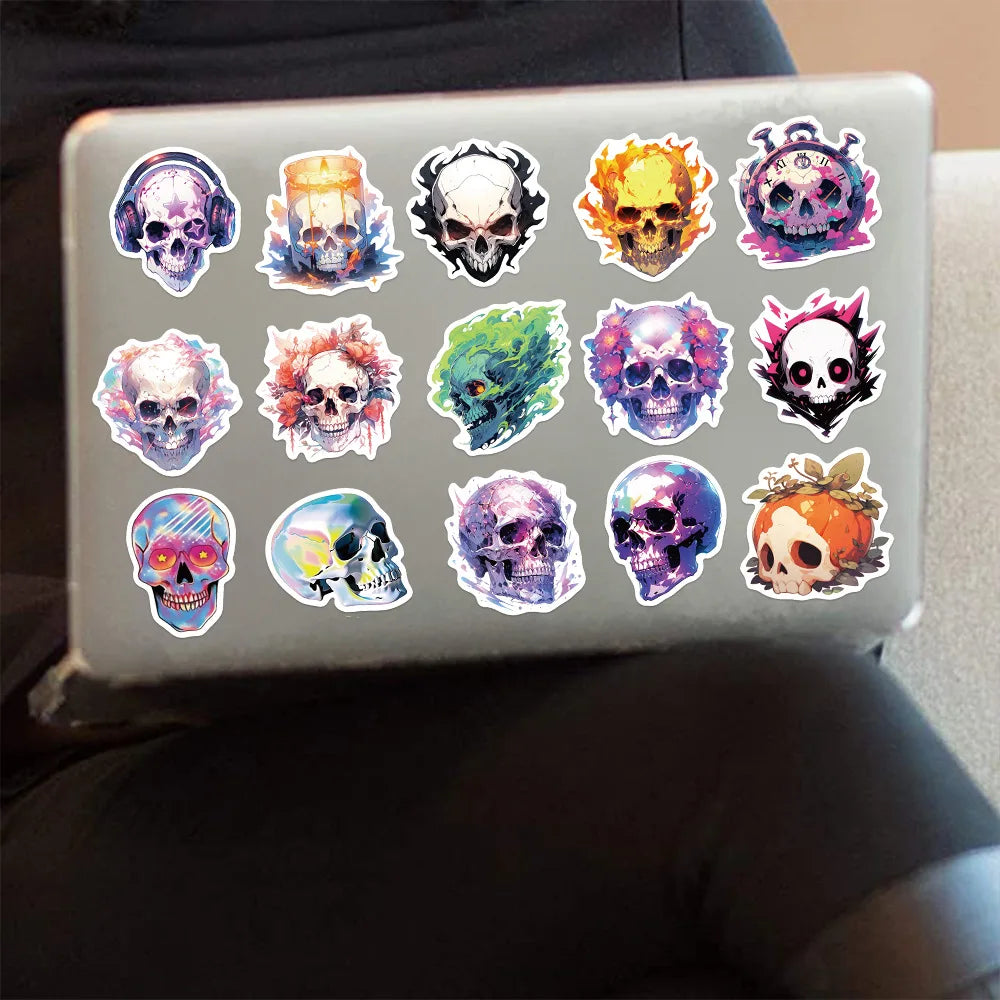 10/30/50PCS Cool Skull Stickers Aesthetic Cute Decoration DIY Skateboard Phone Laptop Scrapbook Bike Car PVC Waterproof Kids Toy