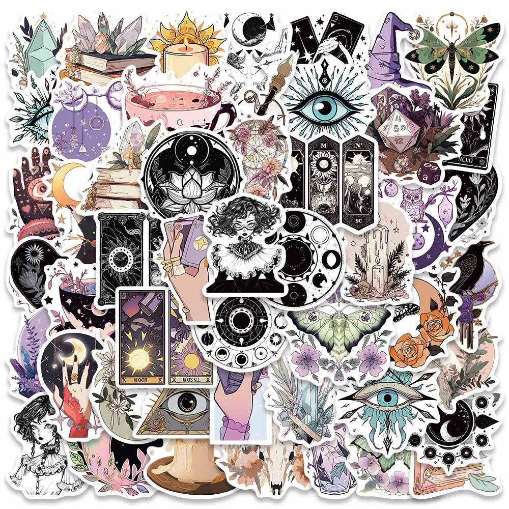 50PCS Gothic Tarot Witch Stickers for Fridge, Guitar, Phone, Bottle, Kids