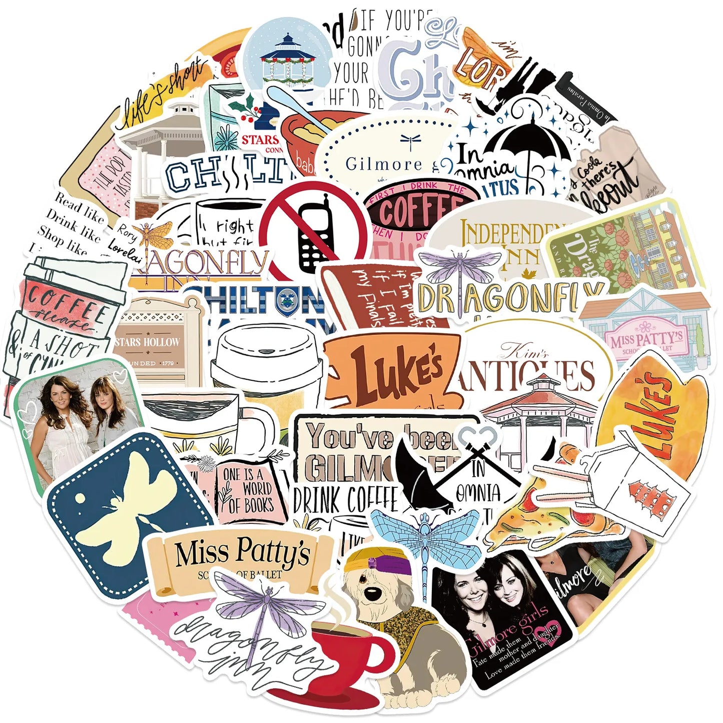 Gilmore Girls Stickers 10/30/52pcs Cartoon Decals for Notebook, Skateboard, Fridge, Phone, Bike, Suitcase, Kids Toy Decoration