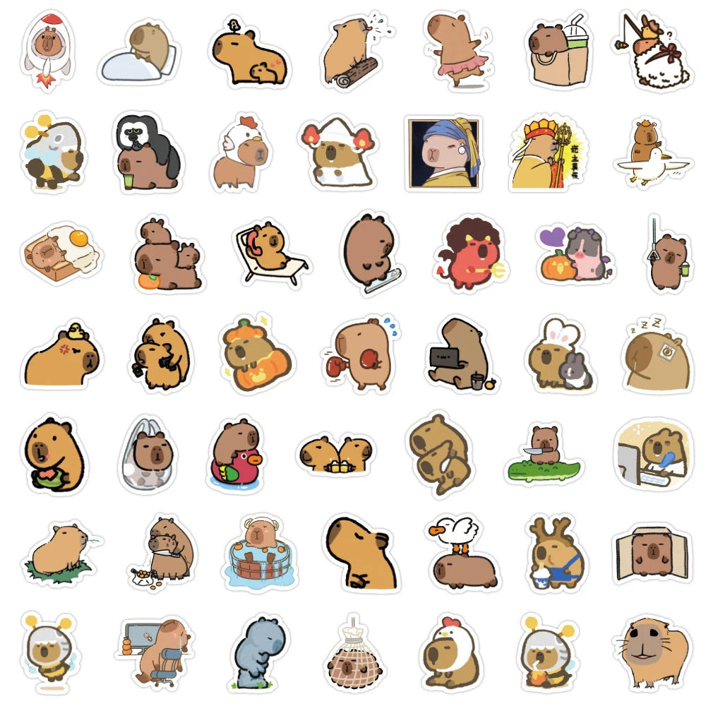 10/30/50/100pcs Kawaii Animal Capybara Graffiti Stickers Notebook Laptop Phone Suitcase Diary Waterproof Sticker for Kids Toys