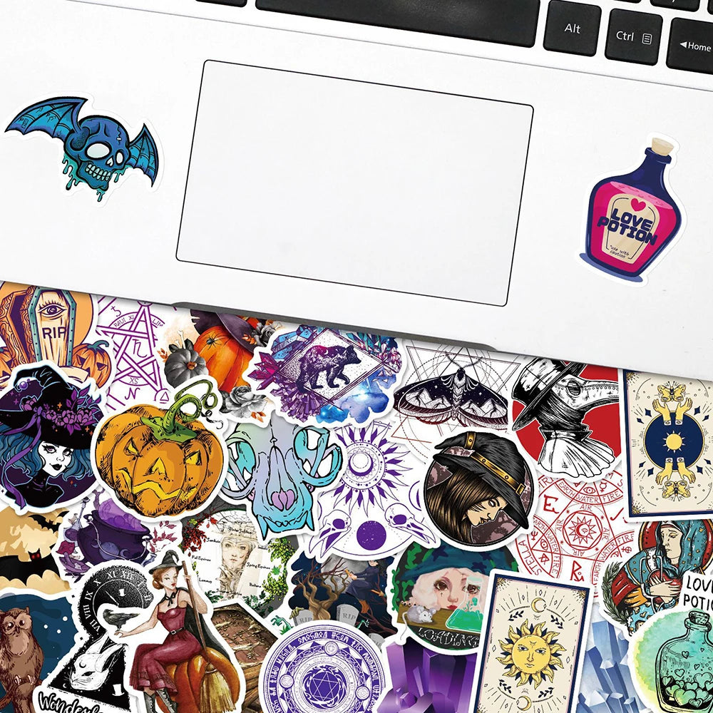 10/30/50ps Cool Gothic Magician Apothecary Sticker Packs