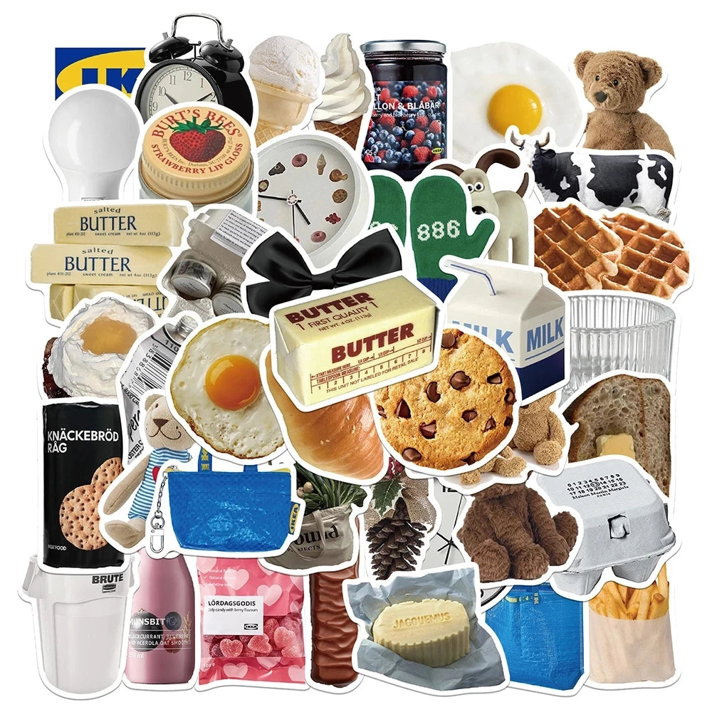 10/30/50PCS Ins Style Cute Cartoon Stickers Milk Food Biscuit Decal Toy DIY Notebook Suitcase Guitar Laptop Luggage Kids Sticker