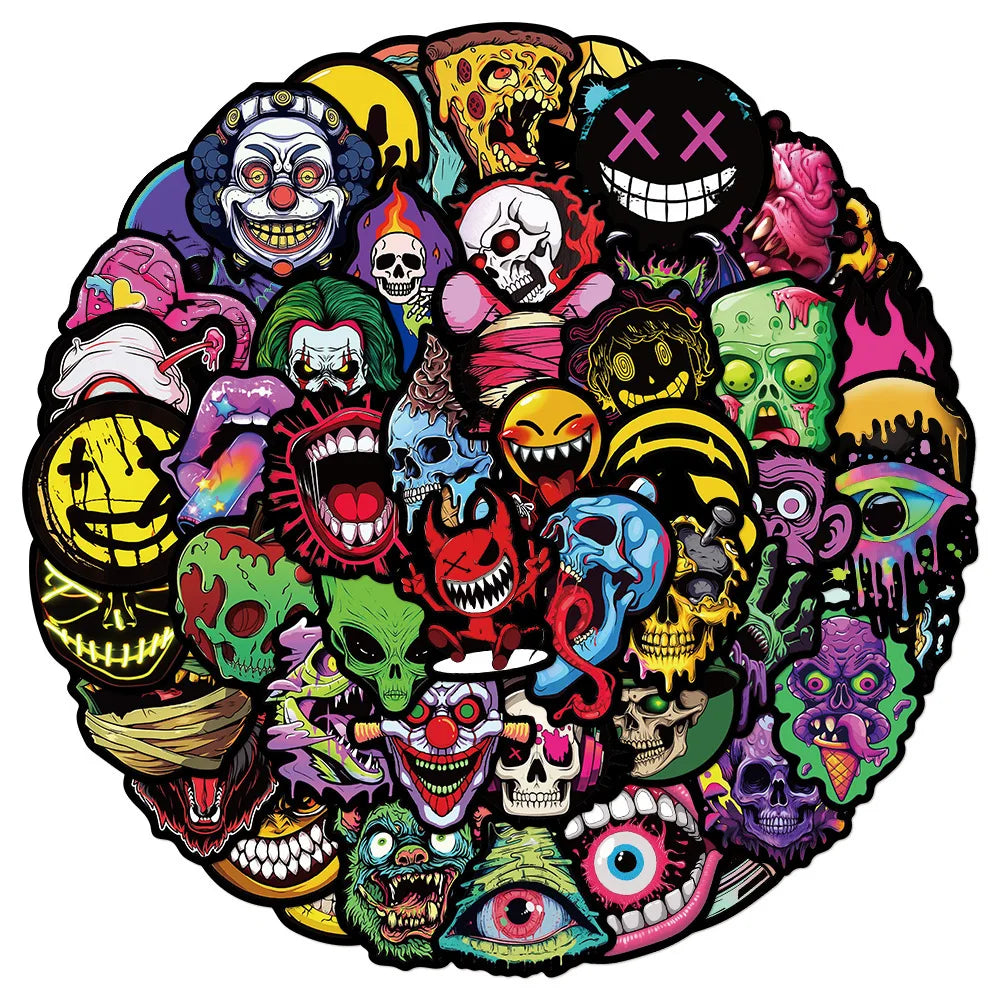 Gothic Cartoon Stickers for Phone, Laptop, Suitcase, Scrapbook, Bike