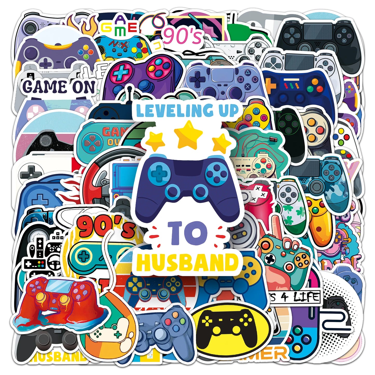 100 Cartoon GamePad Graffiti Stickers for Laptop, Guitar, Skateboard, Suitcase - Personalized Decoration