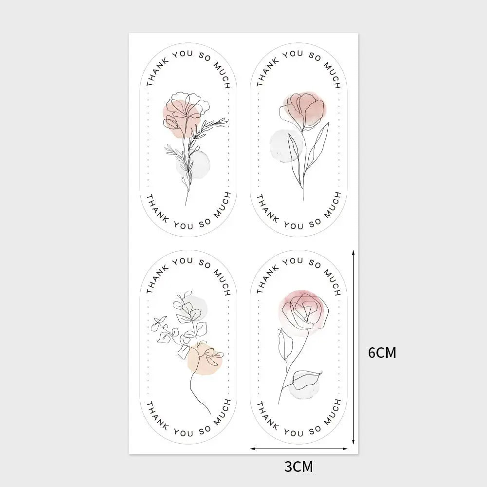 100Pcs Cartoon Thank You Stickers for Gift Packaging, Bouquets, Food, Stationery, Adhesive Labels