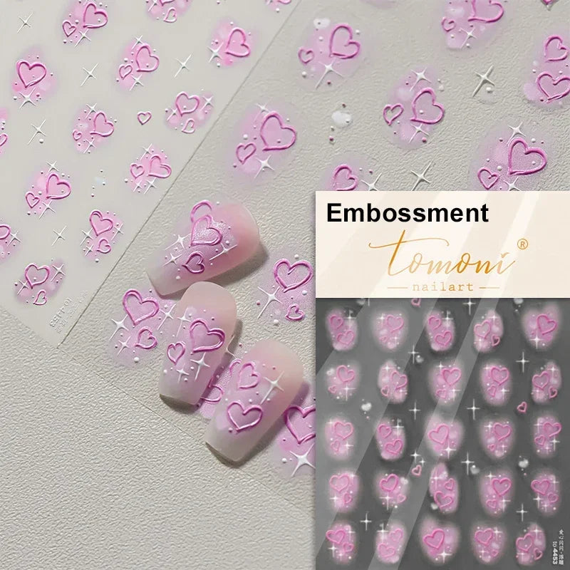 Pink Leopard Heart Nail Art Stickers Decals
