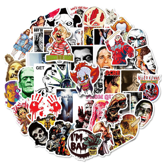 Horror Movie Character Stickers 10/25/50pcs for Laptop, Skateboard, Phone, Guitar Decor