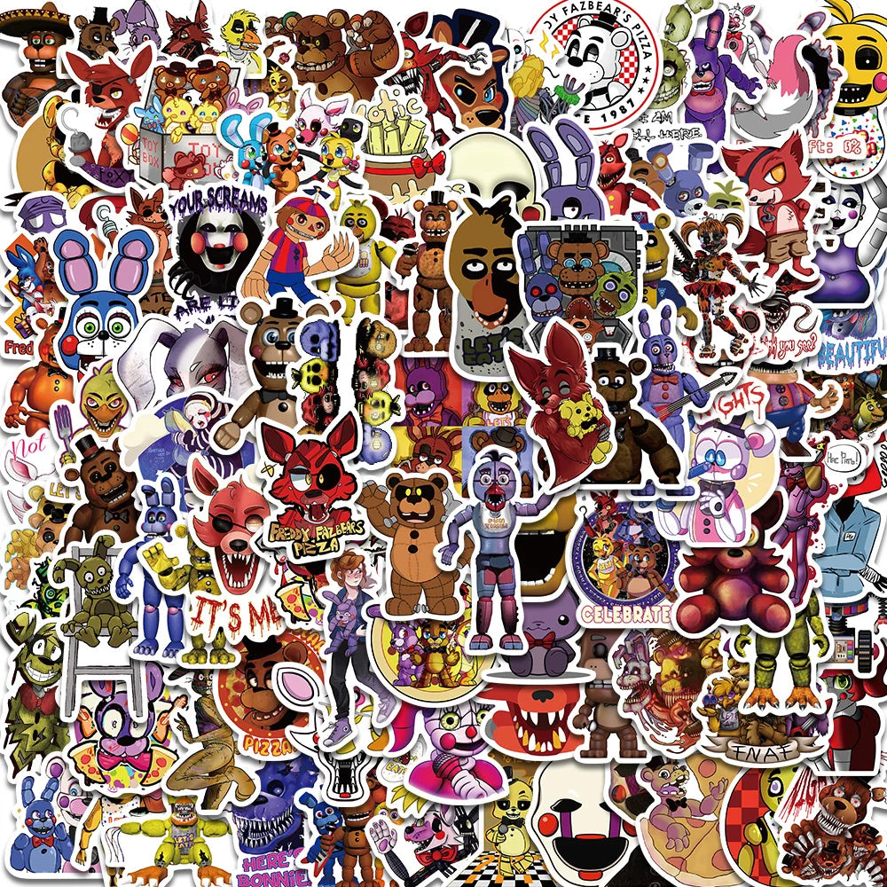FNAF Horror Graffiti Decals Stickers Pack - Waterproof for Notebook, Motorcycle, Suitcase