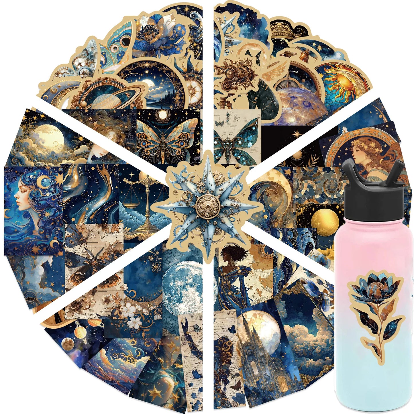 50pcs Retro Astronomy Universe Planets Stickers for Suitcase Phone Notebook Galaxy Moon Astrology Aesthetic Decals Sticker
