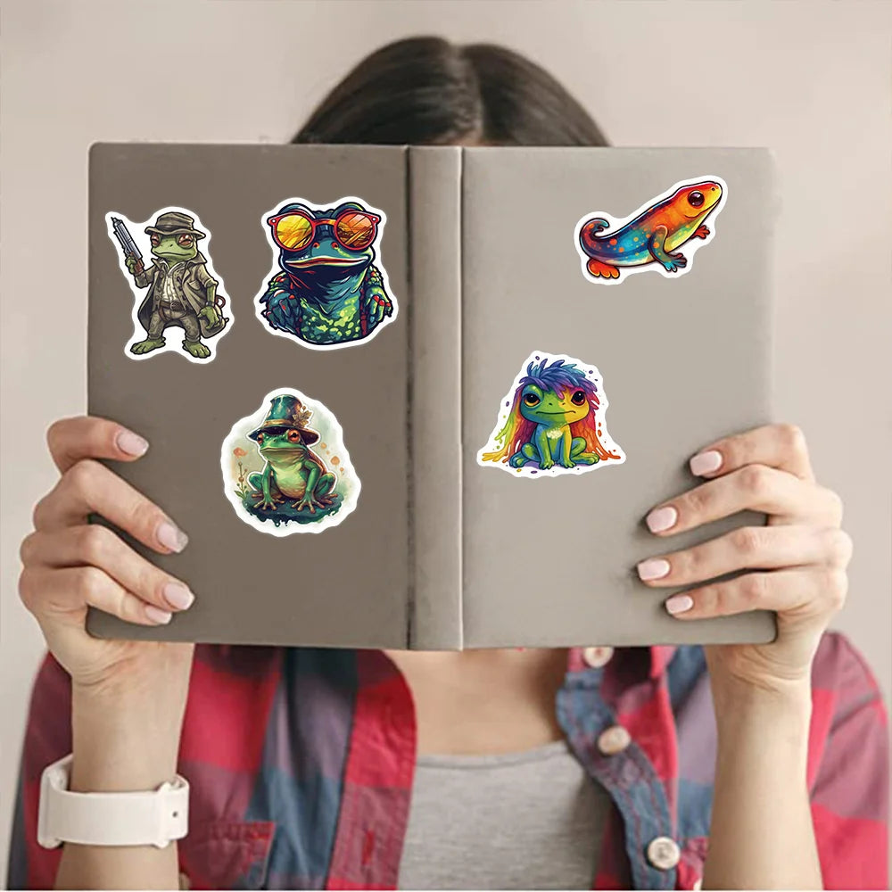 50pcs Psychedelic Frog Stickers For Guitar Laptop Helmet Scrapbook Suitcase Stationery Phone Vintage Sticker Craft Supplies