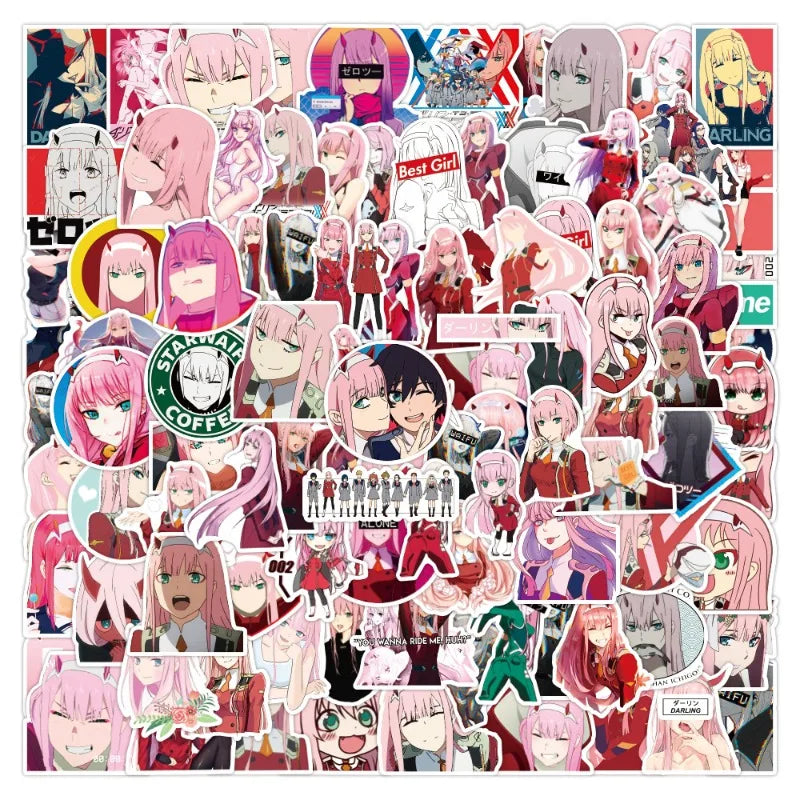 50pcs DARLING in The FRANXX Stickers for Laptop, Phone, Suitcase, Water Bottle, Scooter, Refrigerator