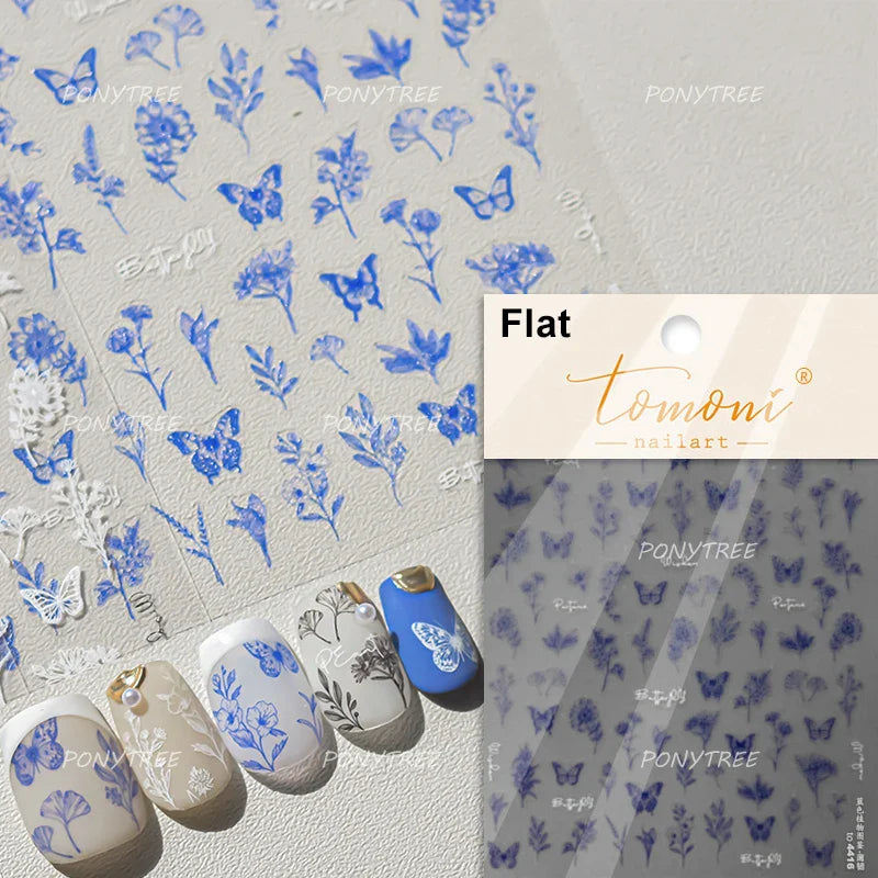Pink Orchid Butterfly Nail Art Stickers 3D Decals