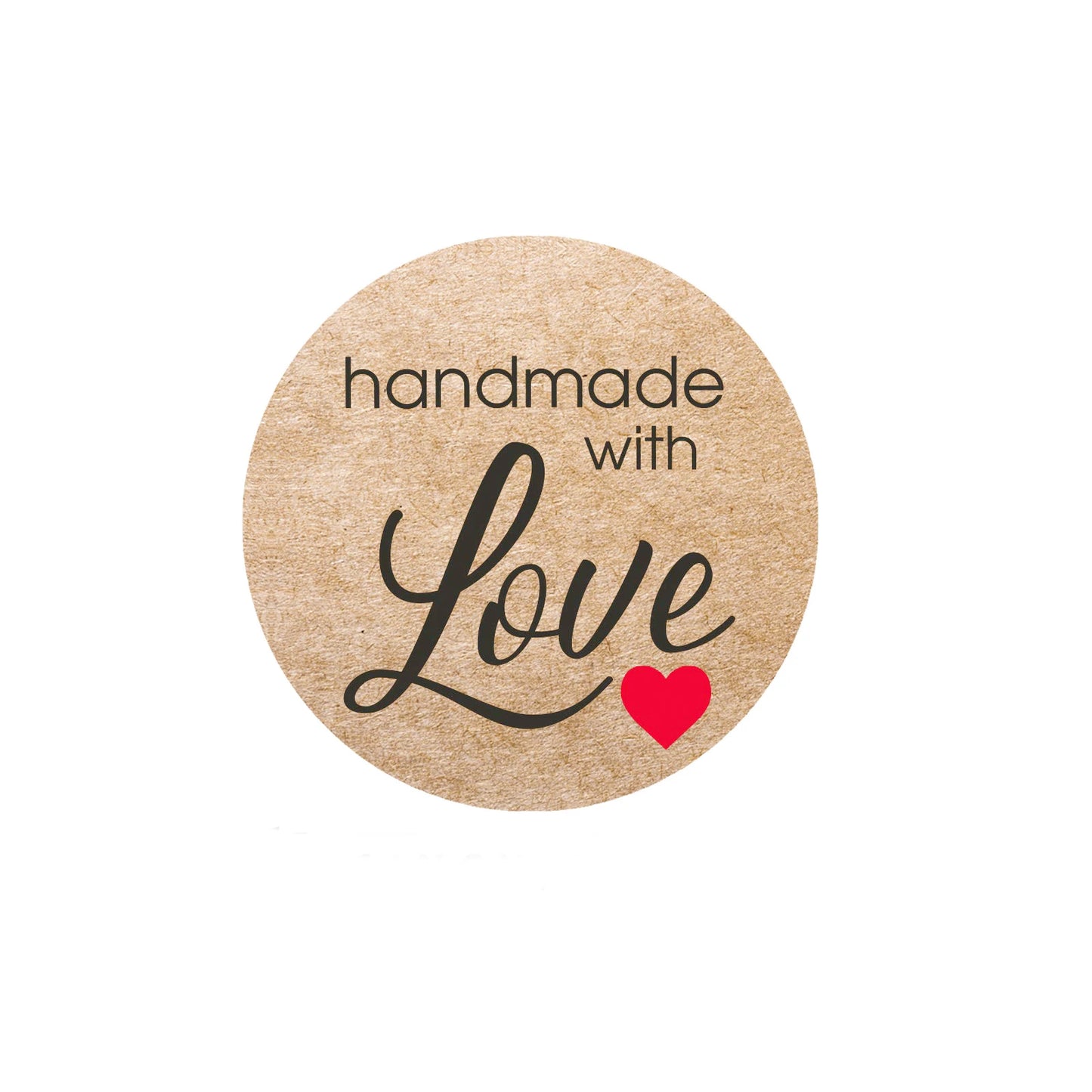 100-500pcs Brown Round Kraft Paper Sticker Handmade With Love Sticker Scapbooking For Envelope Seal Labels Stationery Sticker