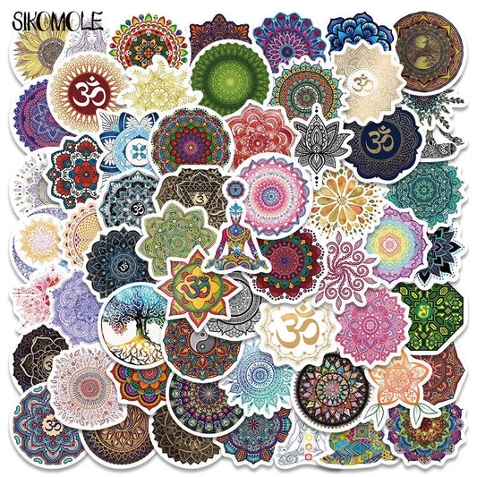 Mandala Flower Yoga Stickers 10/30/60pcs Kawaii DIY Decals for Kids Luggage Skateboard Car