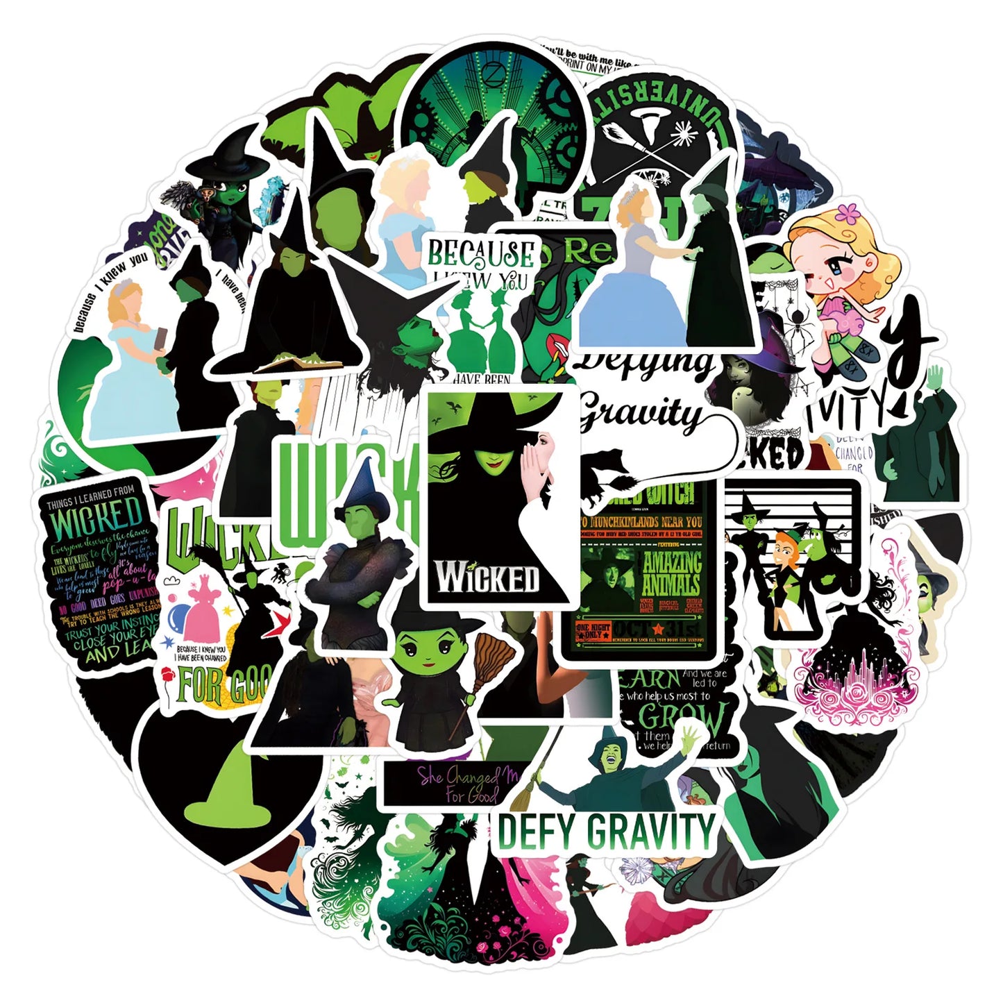 Wicked Witch Stickers Decals for Luggage, Laptop, Phone, Guitar, Bike, Skateboard - 10/30/55PCS