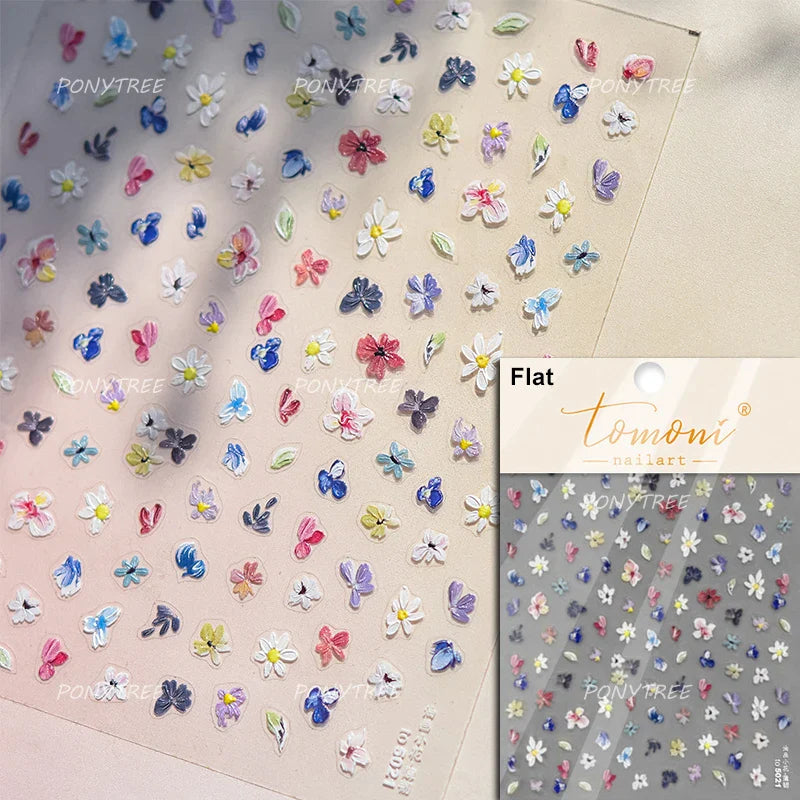 Peach Blossom Orchid Nail Art Stickers 3D 5D Decals
