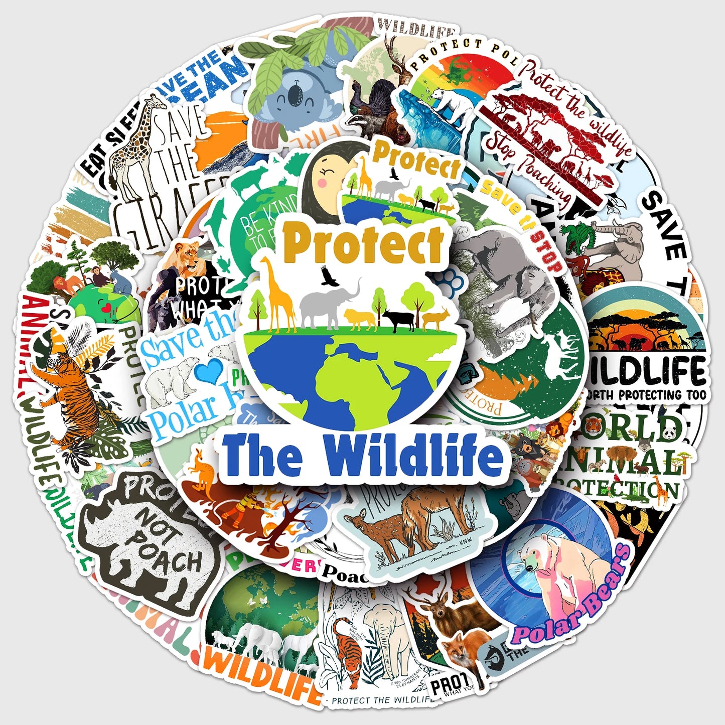 50Pcs Animal Cartoon Waterproof Vinyl Stickers for Skateboard Snowboard