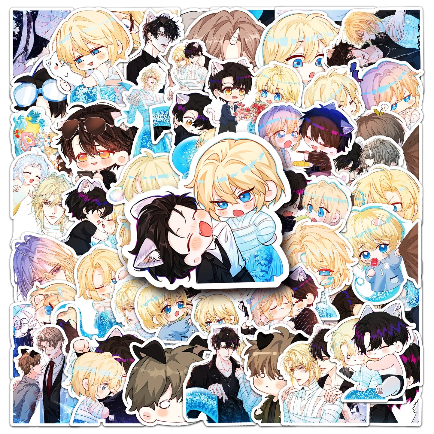 50Pcs Cute Merman Waterproof Vinyl Stickers for Skateboard Snowboard