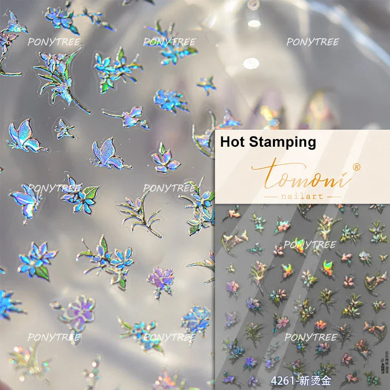 Bluestar Amsonia Floral 5D Nail Art Stickers Decals