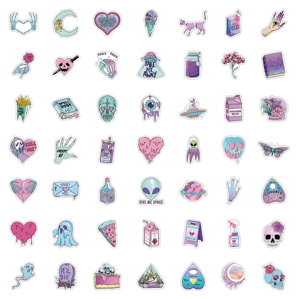 10/30/50pcs Gothic Magic Skull Cartoon Stickers Decals Laptop Car Phone Motorcycle Fridge Bike Cool Waterproof Sticker Kids Toys