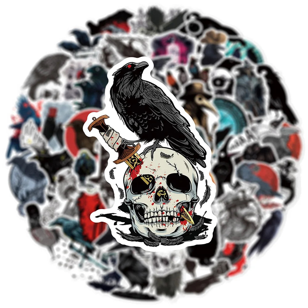 10/30/50PCS Horror Crow Gothic Witch Sticker Packs