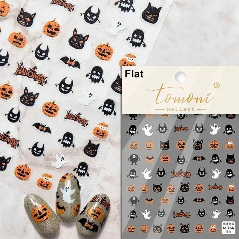 Halloween Nail Art Stickers: Spider, Rose, Snake, Bunny