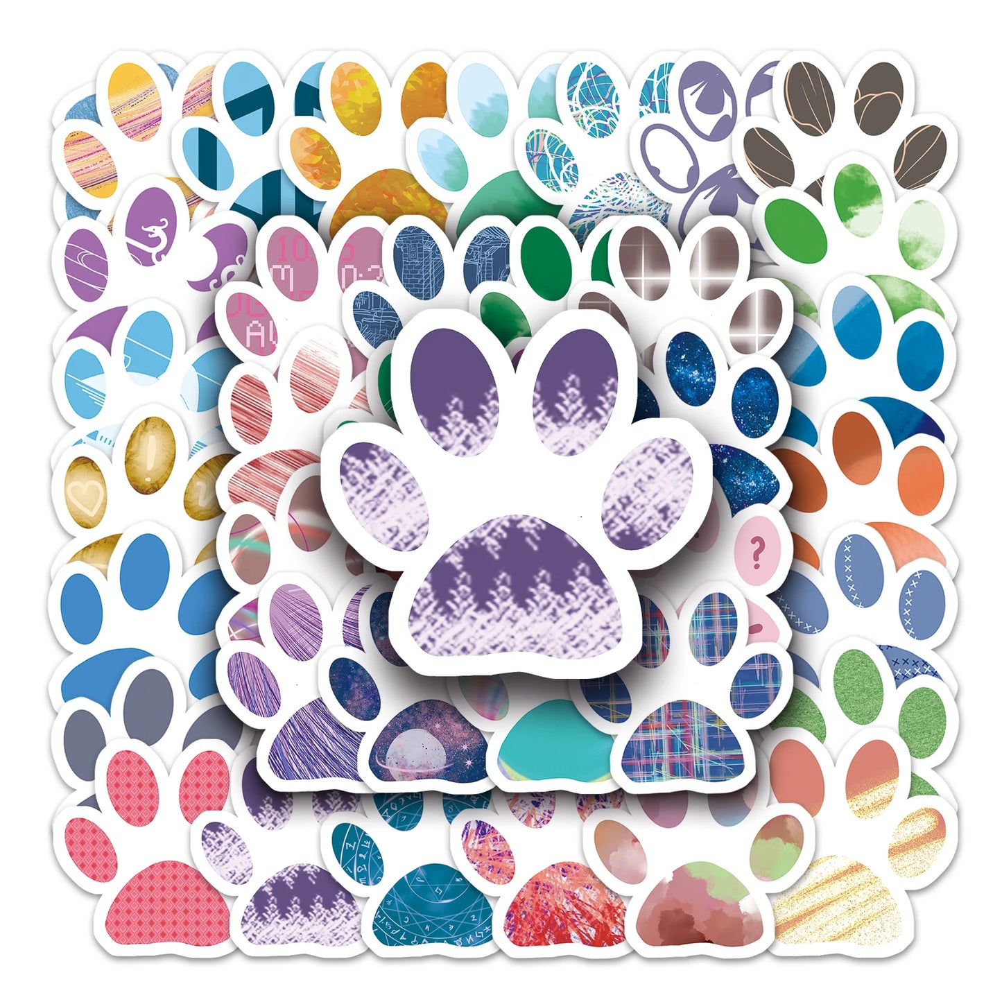 50Pcs Dog Paw Print Cartoon Waterproof Vinyl Stickers for Skateboard Snowboard