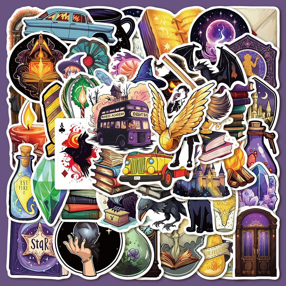 50pcs Magic Academy Graffiti Stickers for Helmets, Desktops, Walls, DIY Decoration Wholesale