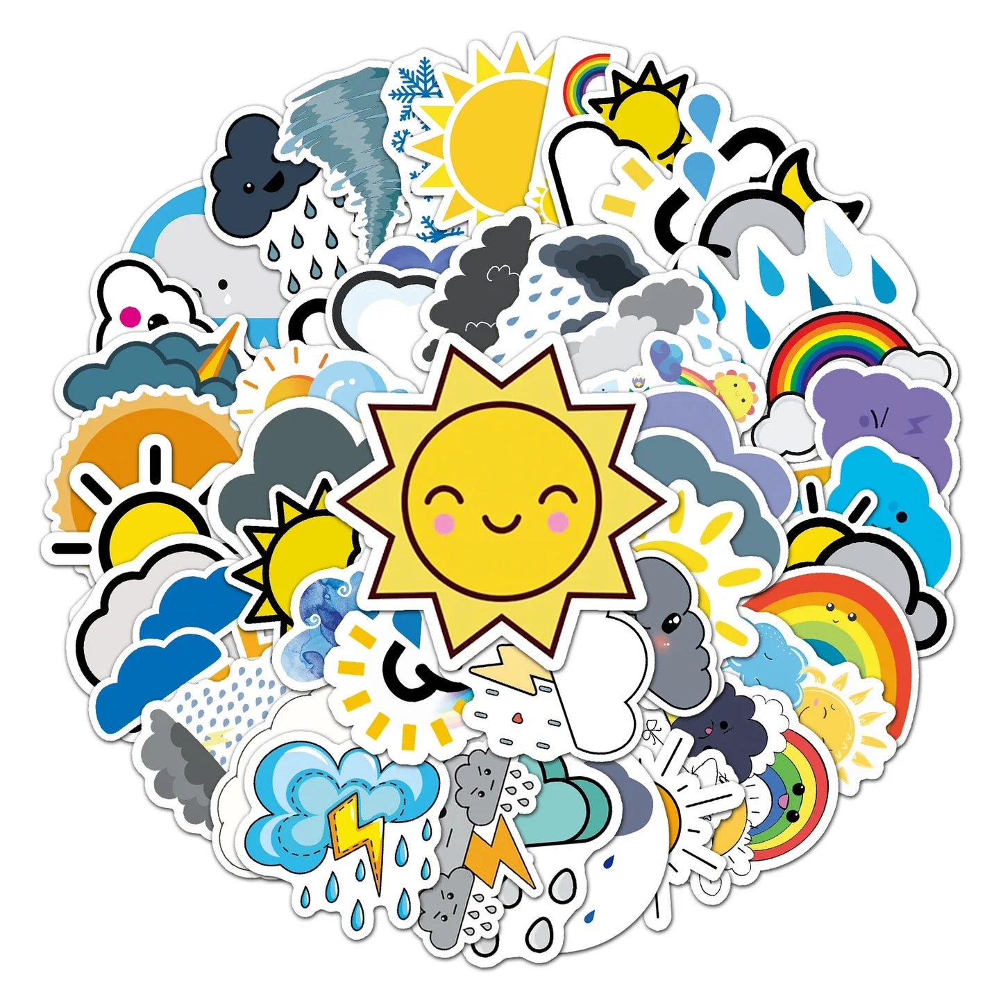50Pcs Weather Cartoon Waterproof Vinyl Stickers for Skateboard Snowboard Decals