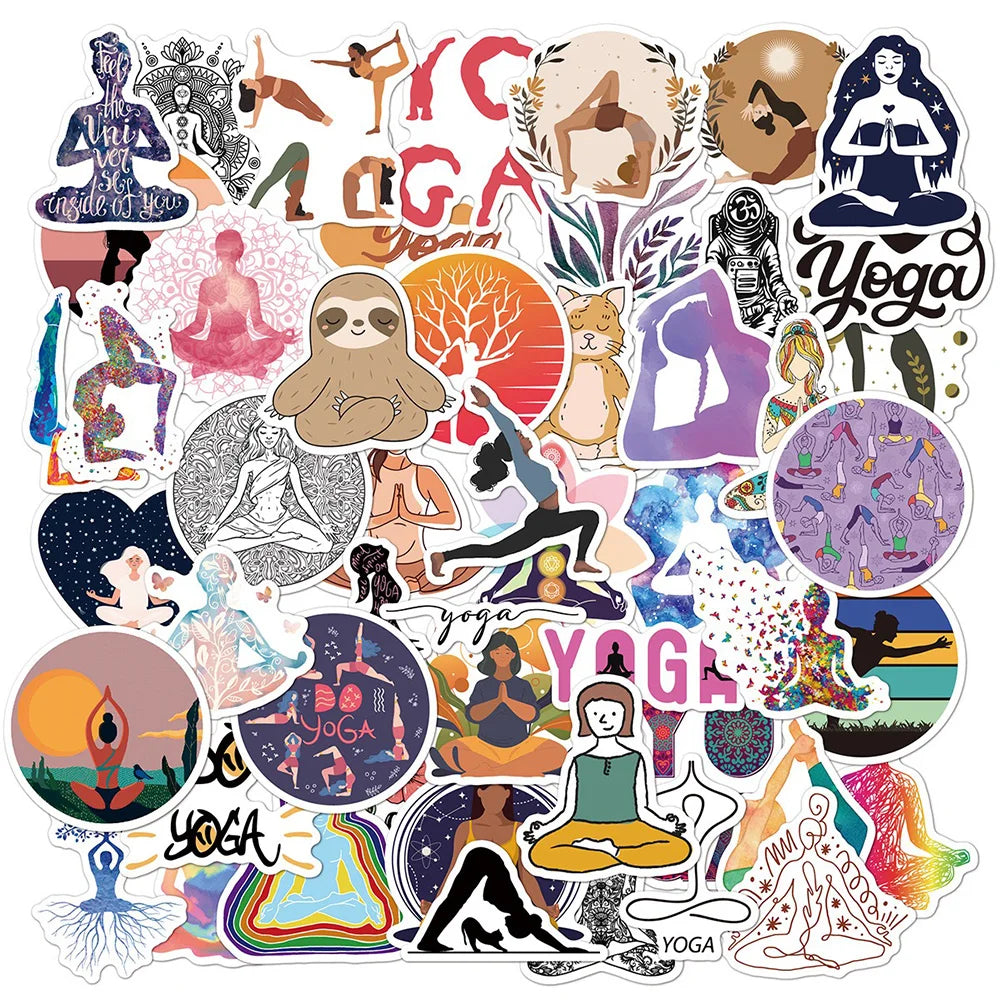 Yoga Fitness Stickers 10/30/50PCS for Phone, Laptop, Luggage, Skateboard, Kids