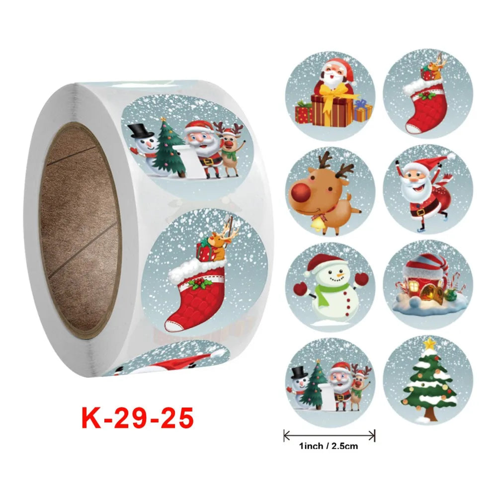50-500Pcs Cartoon Merry Christmas Tree Label kids Stickers for Gift Package Wrapping Festival Party Baking Paper Seal Stickers