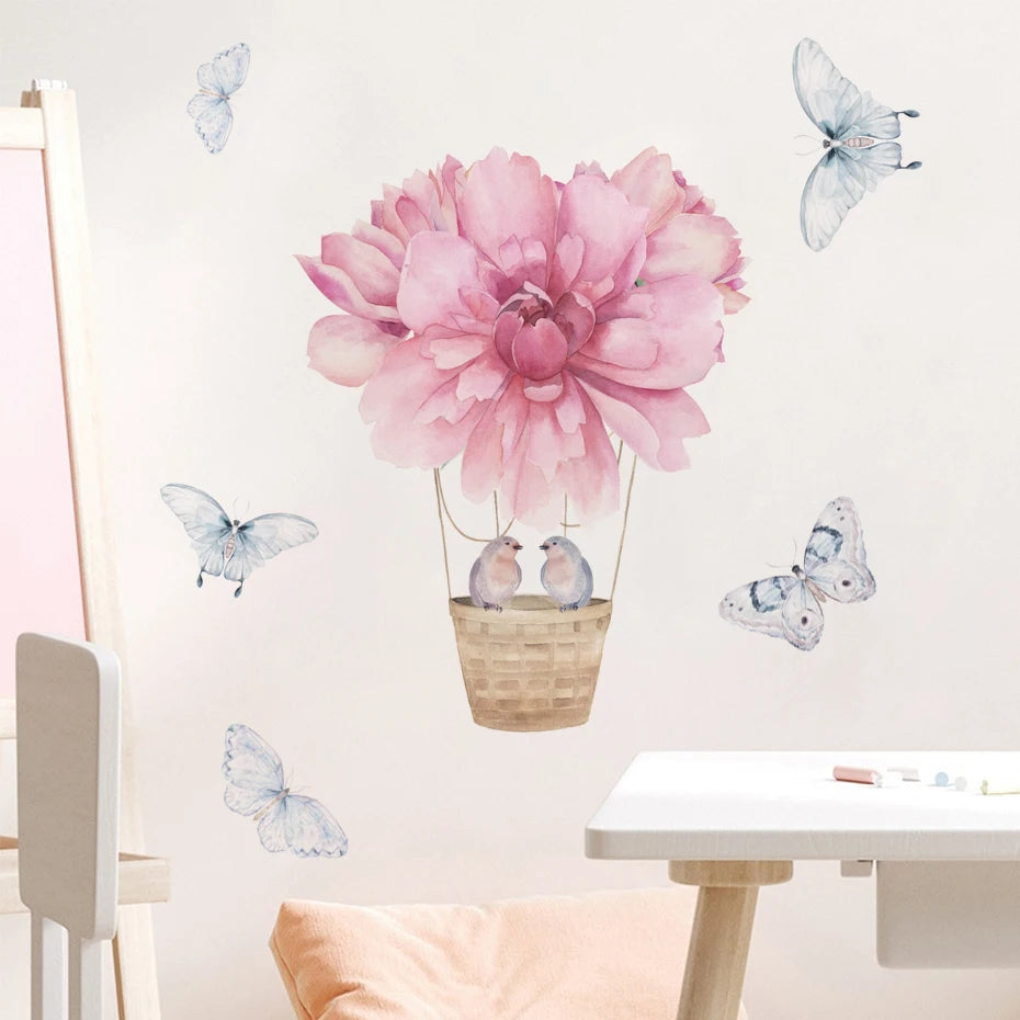 Flower Butterfly Wall Stickers for Nursery Kids Bedroom Girls Room Decals