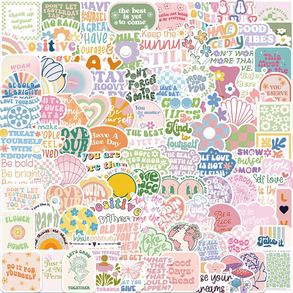 Danish Pink Cartoon Stickers Pack - Inspirational Decals for Phone, Bike, Skateboard