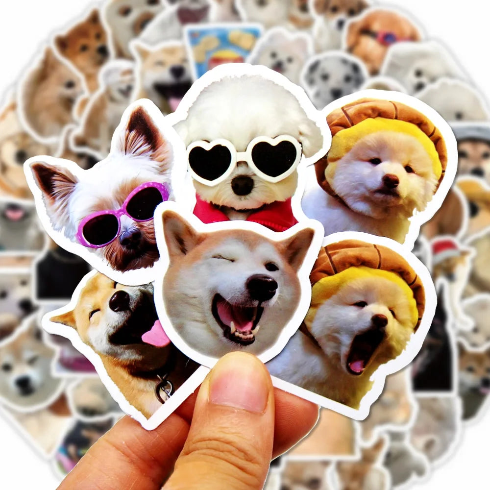 Funny Dog Stickers Pack - Cartoon Decals for Laptop, Phone, Guitar, Bicycle, Car, Luggage, Kids