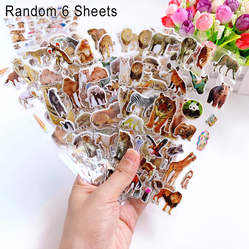 Kids Puffy Stickers Wild Animals Cats Dogs Rewards School Teacher Toys
