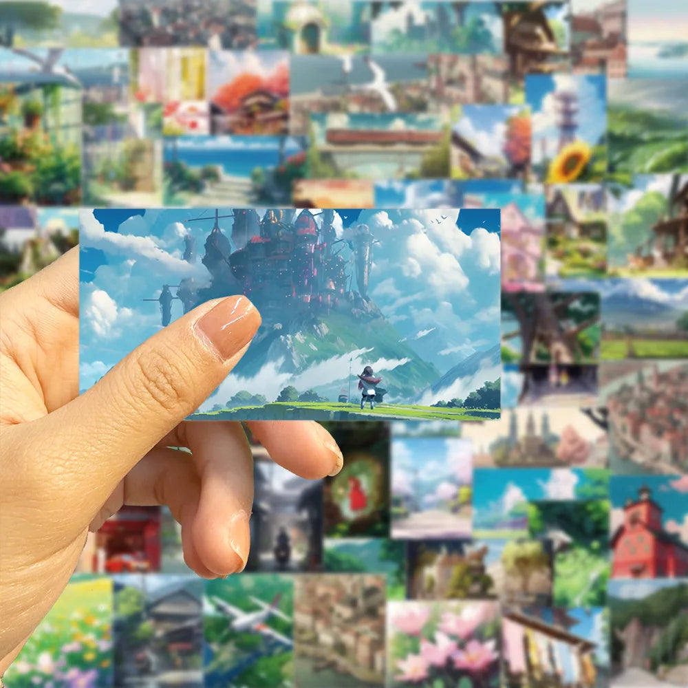 10/30/60PCS Cartoon Anime Landscape Stickers Aesthetic Decoration DIY Waterproof Motorcycle Phone Travel Bike Toys Kids Sticker