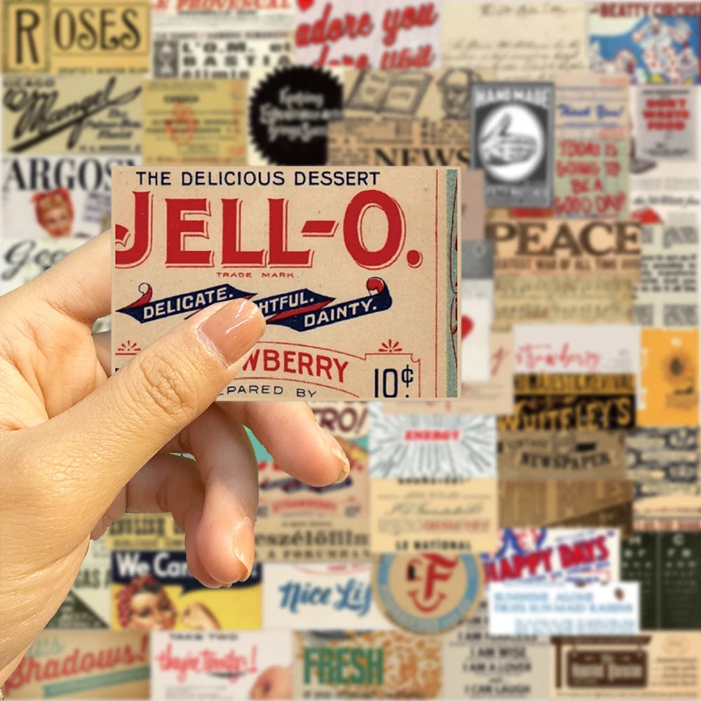 10/29/58pcs Retro English slogan Stickers Decals Cartoon Graffiti DIY Notebook Luggage Wall Decoration PVC Sticker