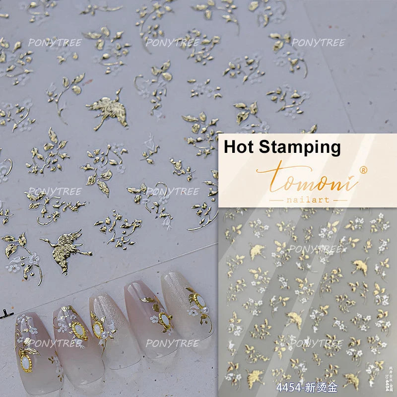 White Flower 3D Nail Art Stickers Spring Manicure Decals