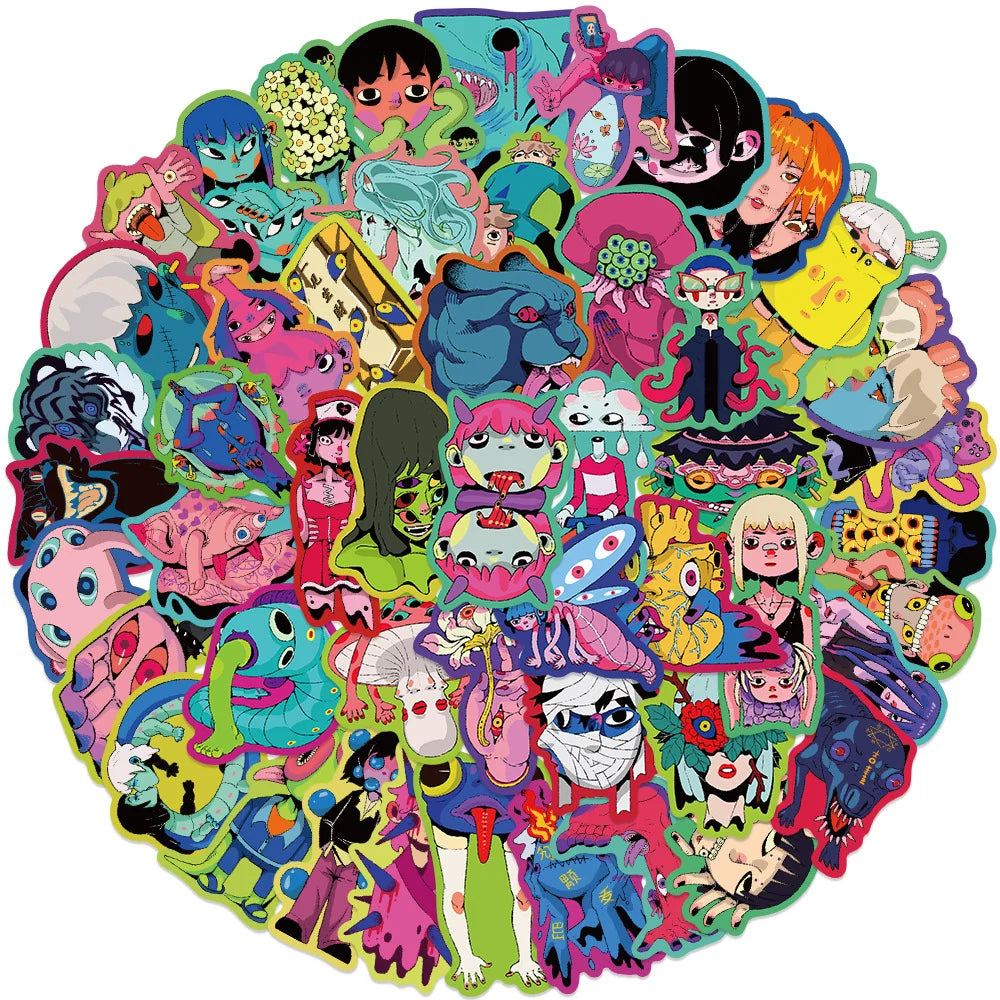 Scary Monster Alien Cartoon Stickers Waterproof Skateboard Notebook Graffiti Toy