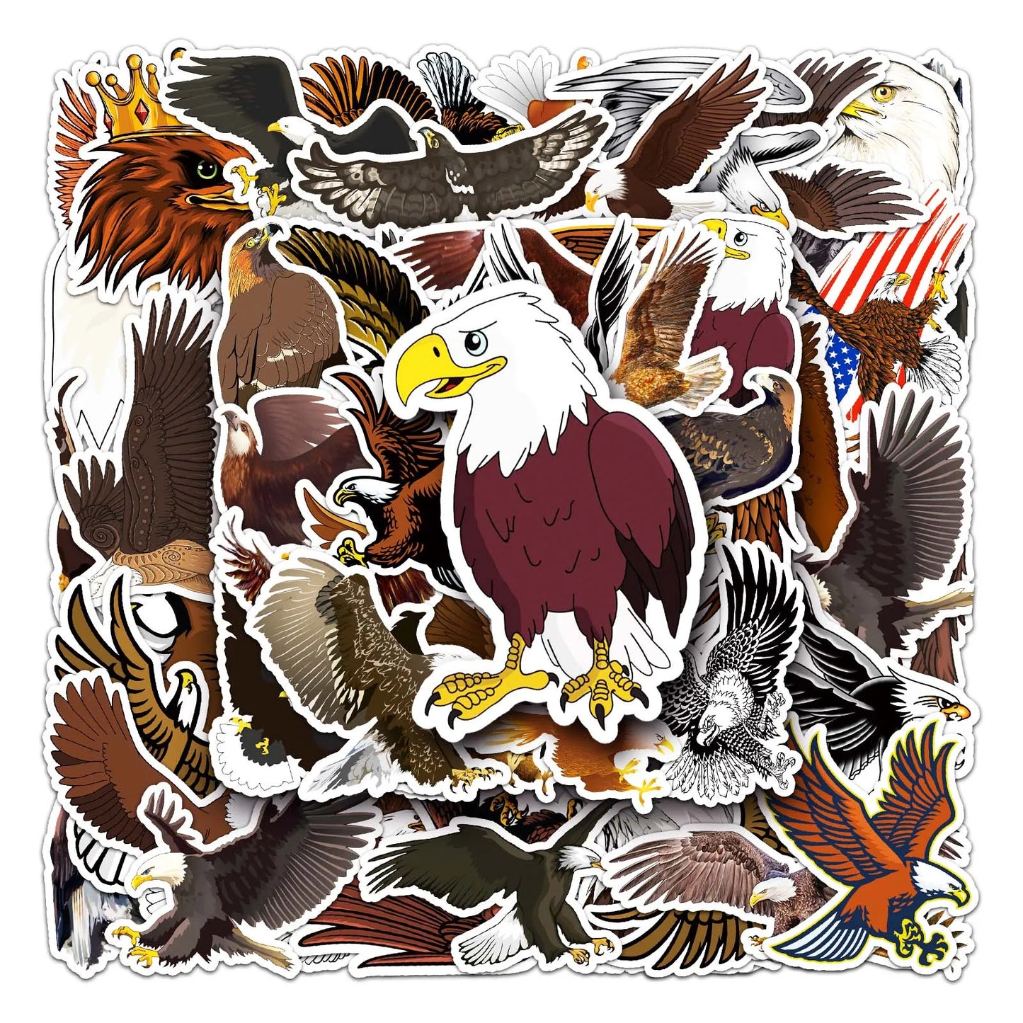 50Pcs Eagle Cartoon Waterproof Vinyl Stickers for Skateboard Snowboard