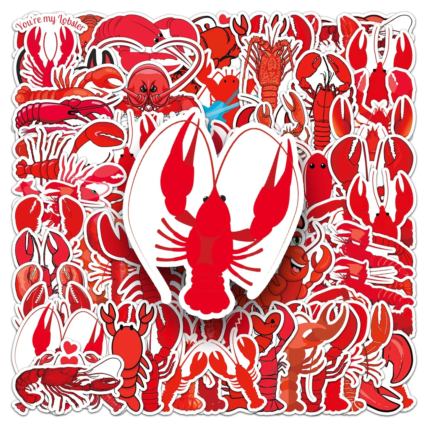 50Pcs Crayfish Cartoon Waterproof Vinyl Stickers for Skateboard Snowboard