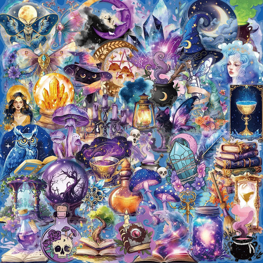 10/50pcs Purple Gothic Magic World Forest Witch Stickers Aesthetic Goth Graffiti Decals DIY Snowboard Laptop Luggage Car Sticker