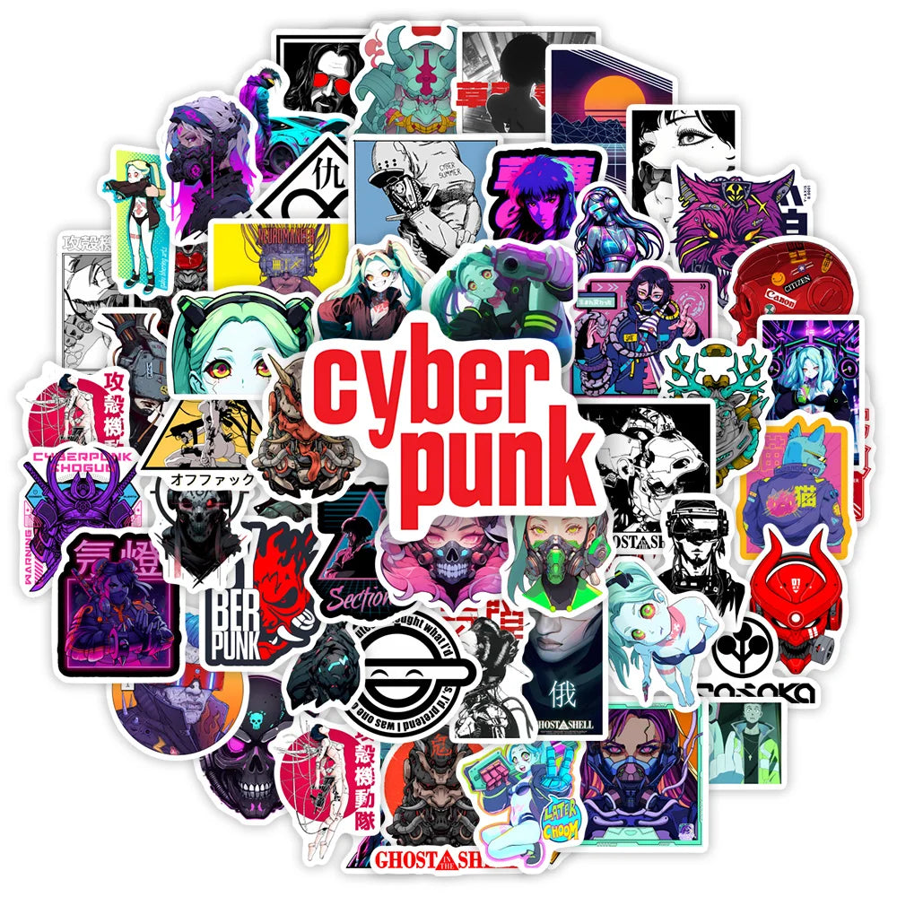 Cyberpunk 80s Sci-fi Anime Game Stickers Art Gift Decal for Laptop Phone Scrapbook Luggage Decorative Bottles Waterproof