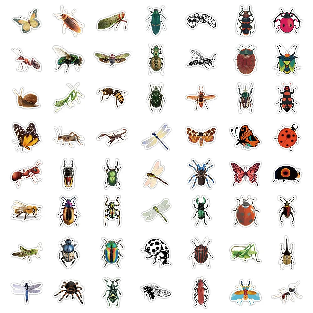 60Pcs Cartoon Cute Insect Doodle Stickers Small Animal DIY Toys Car Skateboard Laptop Graffiti Decals Sticker for Kid