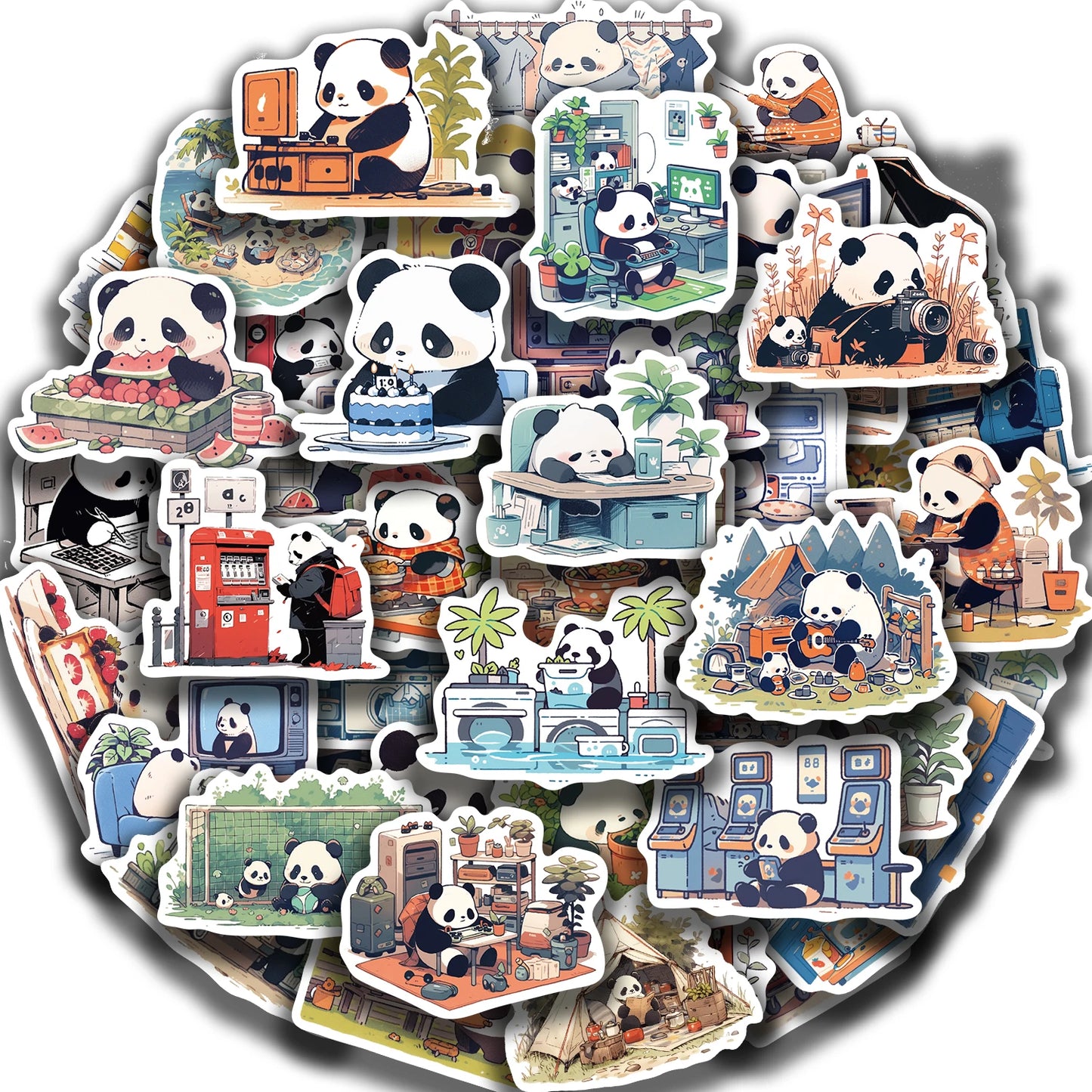 50pcs Panda Cartoon Stickers Vinyl Kawaii Kids Toy