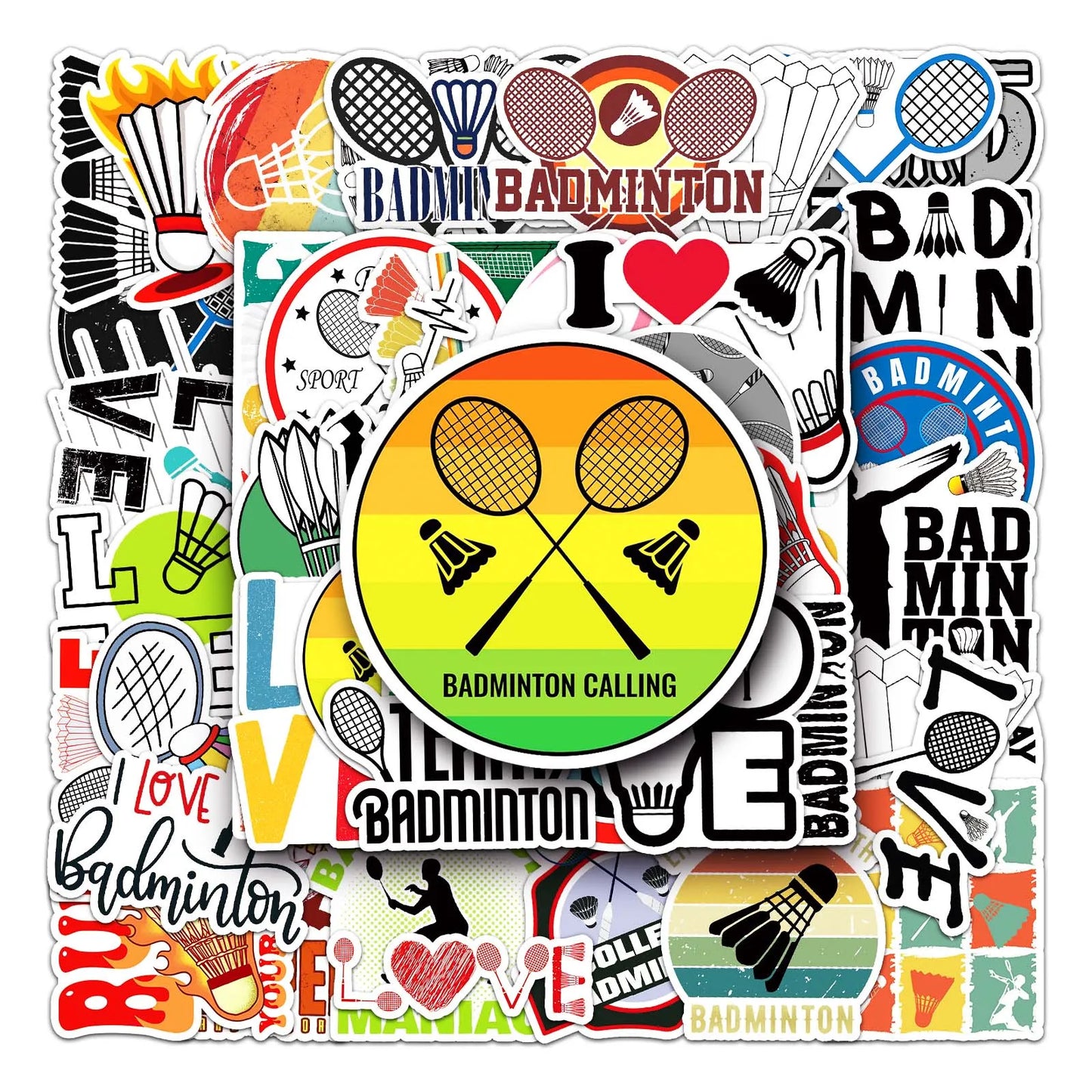 50Pcs Cartoon Badminton Waterproof Vinyl Stickers