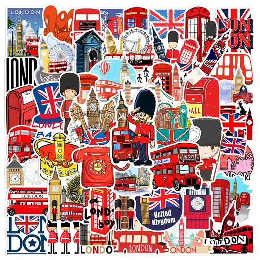 Red London Stickers 10/30/50PCS Kids DIY Scrapbooking