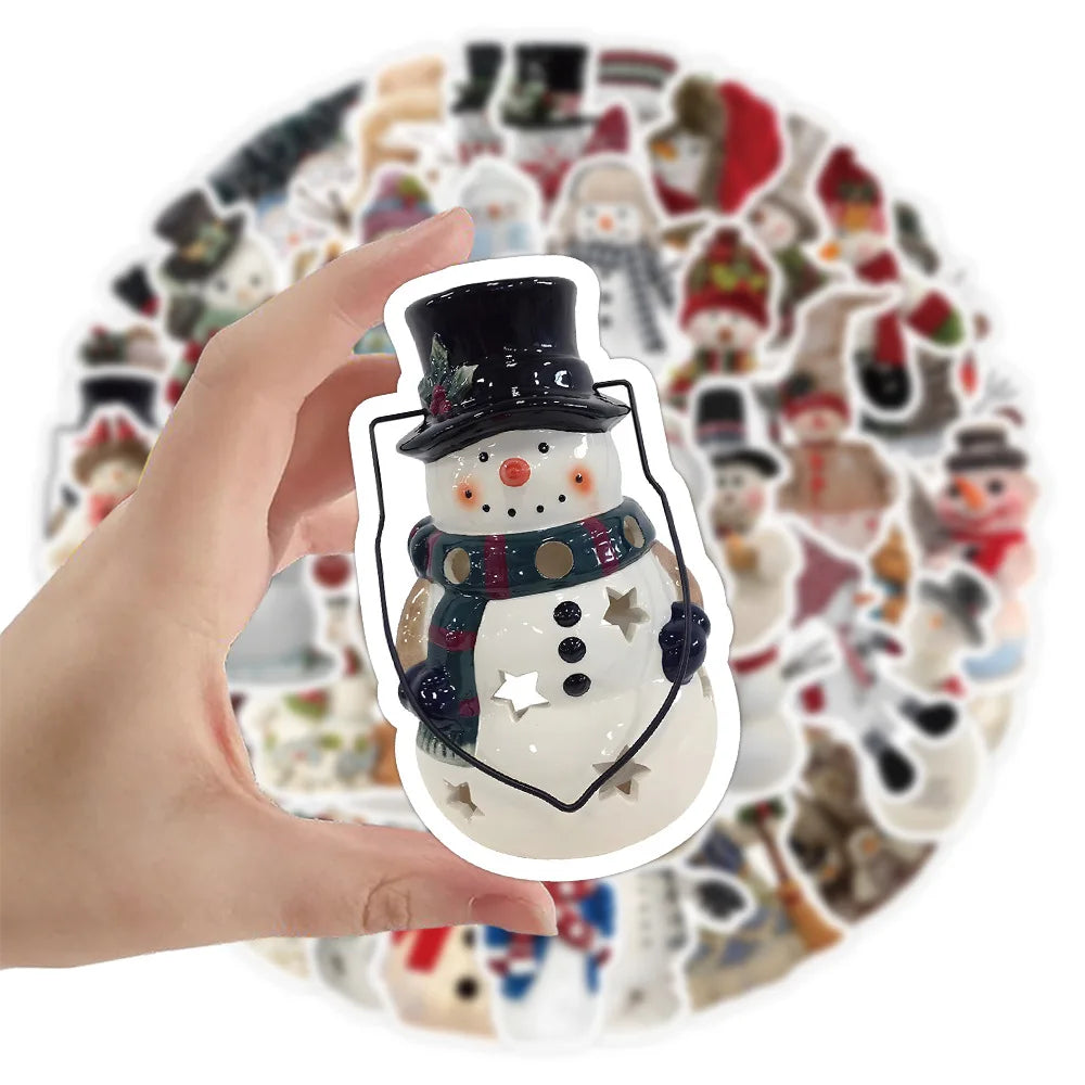 10/30/50PCS Cute Snowman Stickers Christmas Decoration Gift DIY Notebook Laptop Phone Bike Fridge Waterproof Cartoon Decals Toys
